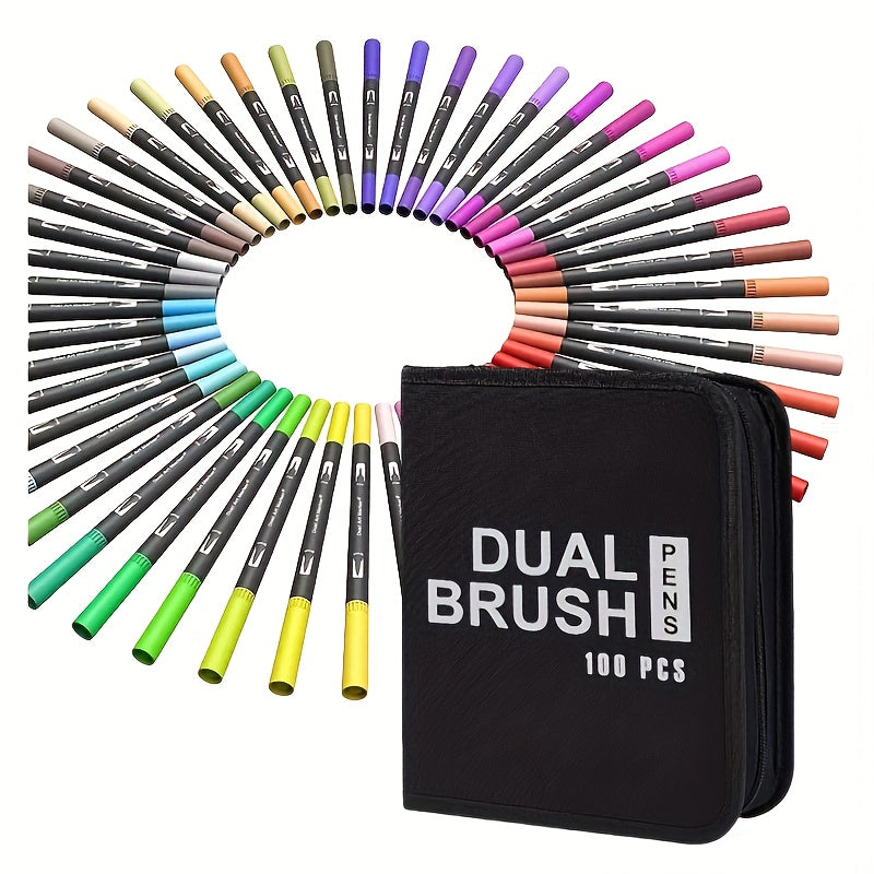 168pcs Dual Tip Watercolor Brush Pens Fine Line Coloring Set