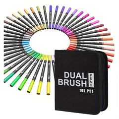 168pcs Dual Tip Watercolor Brush Pens Fine Line Coloring Set
