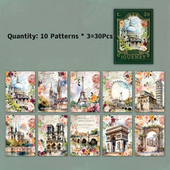 30pcs Vintage World Architecture Landscape Set Clipbook for Diary