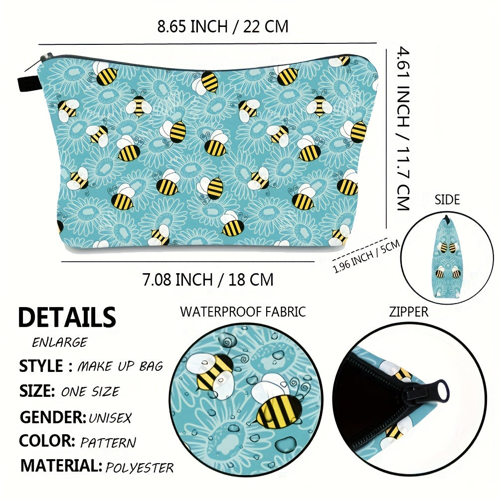 Women's Small Toiletry Bag Bee Design Makeup Pouch Travel Cosmetic Organizer
