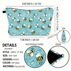 Women's Small Toiletry Bag Bee Design Makeup Pouch Travel Cosmetic Organizer