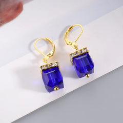 Zircon Stone Hoop Drop Earrings 925 Silver Plated Women Gift