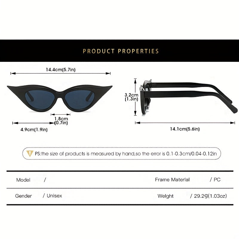 Y2K Cat Eye Sunglasses UV400 Sun Shades Decorative Glasses