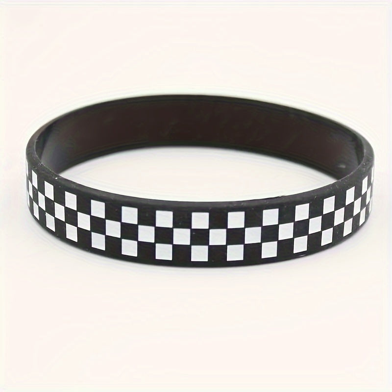 4pcs Checked Pattern Bracelet Silicone Wristband Rubber Wristband