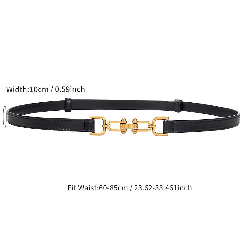 Women's Thin Leather Waist Belt with Buckle - Adjustable Decorative Belt