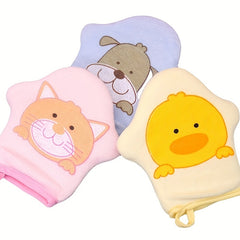 Baby Toddler Cartoon Gloves Bath Wipe Soft Sponge Bath Towel