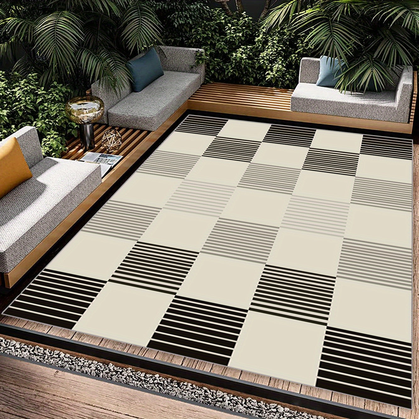 Large Non Slip Grid Patterned Carpet