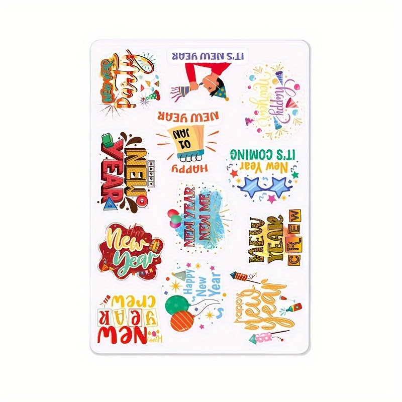 4pcs Happy Year Waterproof Tattoo Sticker Year's Party Glitter Decoration