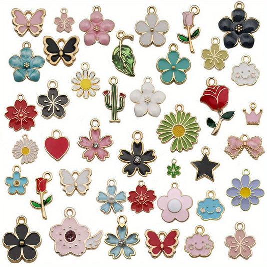 10pcs Rose Flower Shape Pendant Oil Drip Charms for Jewelry Making