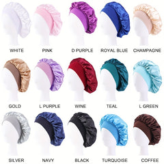 Wide Elastic Band Satin Sleep Bonnet Soft Night Sleeping Cap