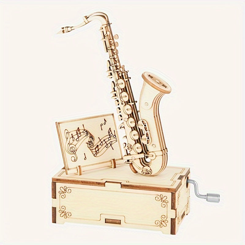 DIY Saxophone Puzzle Wooden Music Box Ideal Birthday Gift Teens