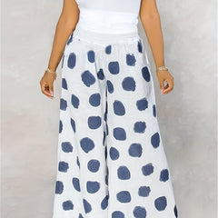  Dot Print Wide Leg Trousers