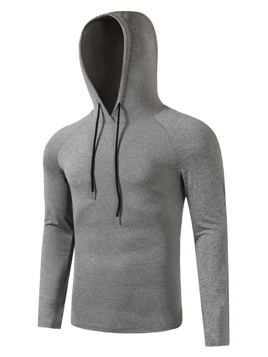 Men's Casual Sports Hoodie Long Sleeve T-shirt for Fitness Gym Workout
