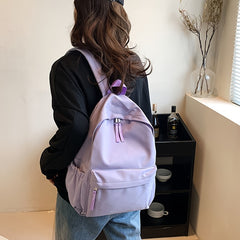 Women's Casual Backpack Short Trip Daypack Solid Travel School Bag