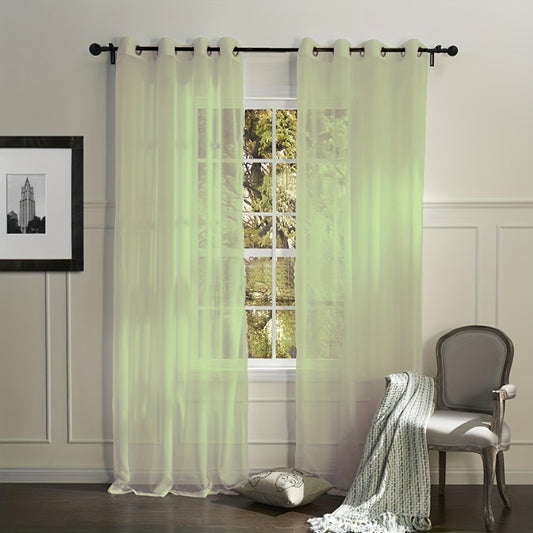 2 Panels Sheer Grommet Top Curtains for Home Decoration