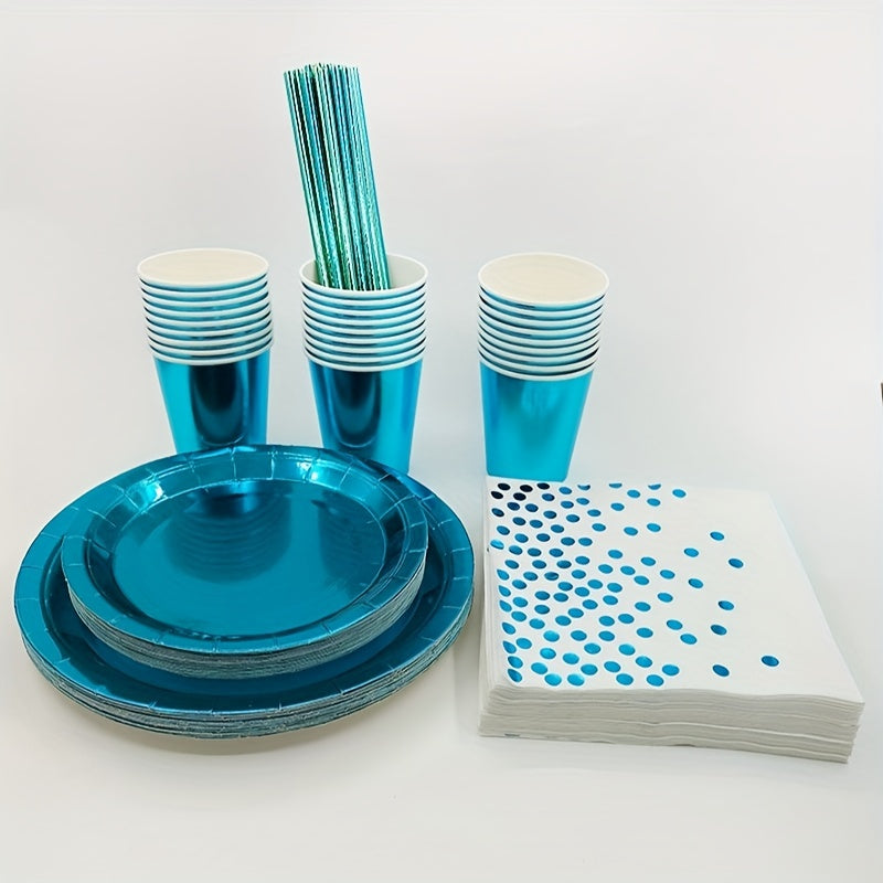 10pcs Bronzing Theme Party Tableware Disposable Cups Plates Tablecloth