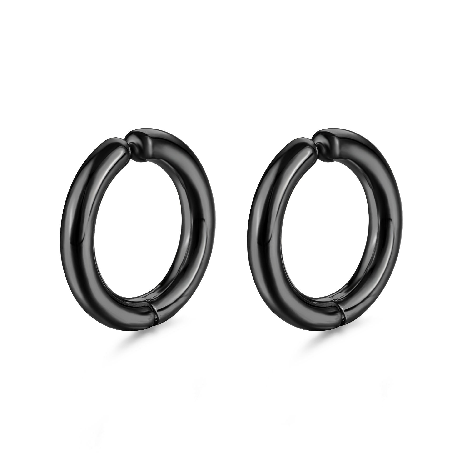 Stainless Steel Smooth Round Clip Earrings for Men