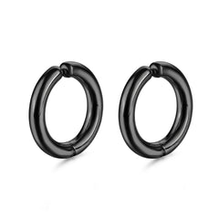 Stainless Steel Smooth Round Clip Earrings for Men