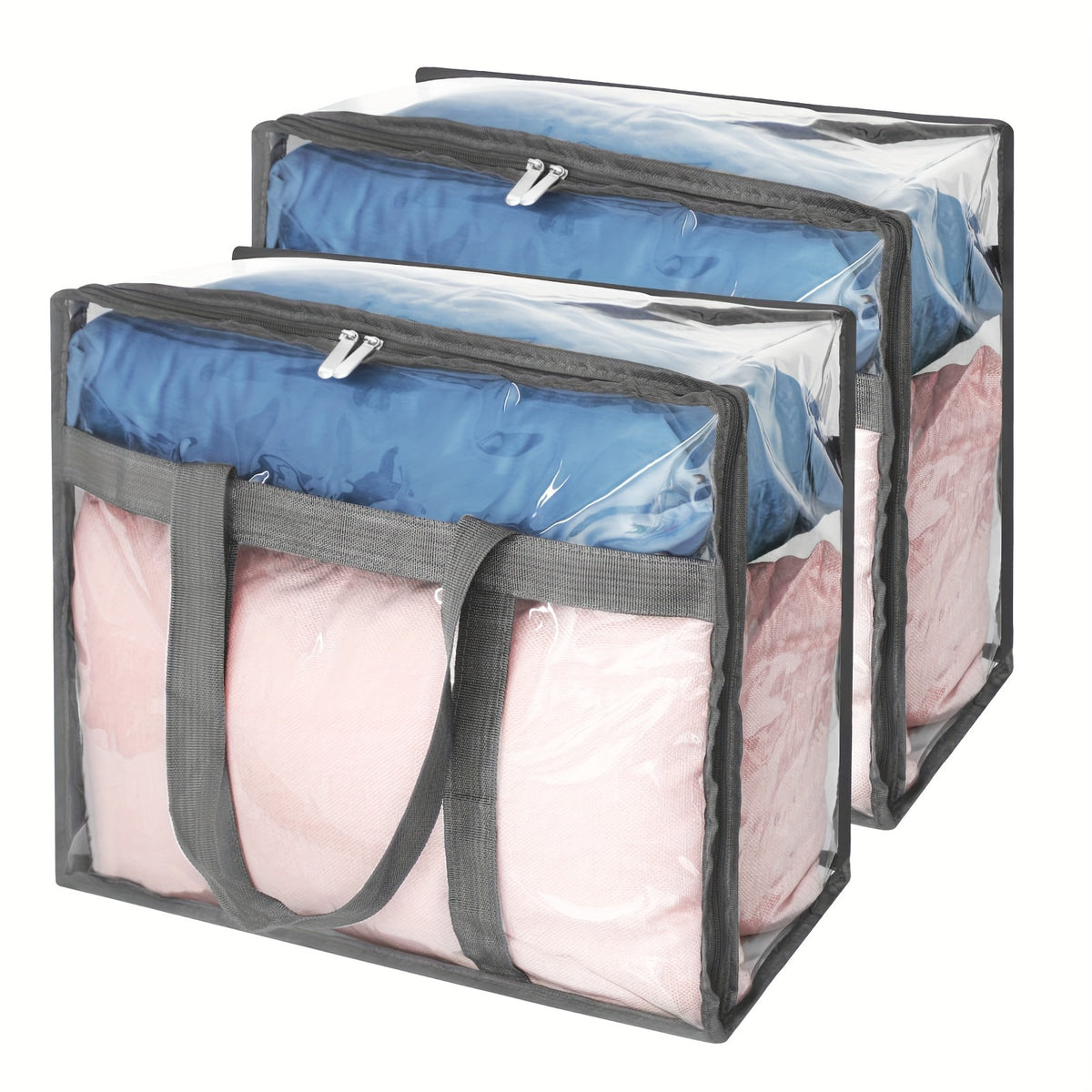 2pcs Transparent PVC Storage Bags Space Saving Storage Room Decor