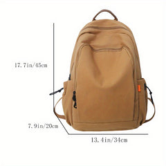 Solid Backpack Large Capacity Casual School Bag Women's Rucksack