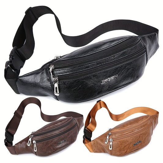 Waterproof PU Leather Waist Bag Fanny Pack for Outdoor Sports Hiking Travel