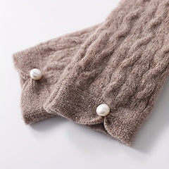 Ribbed Knitted Wool Gloves Plush Warm Fingerless Long Gloves