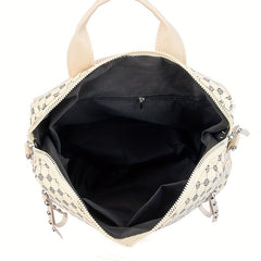 Geometric Pattern Backpack Vintage Daypack With Clutch Pouch