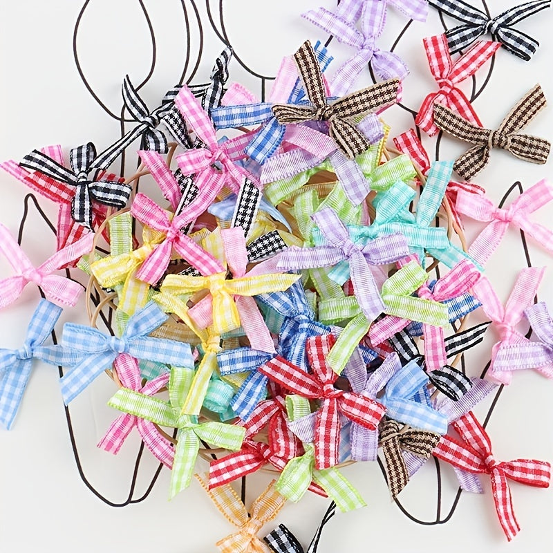 30pcs Colorful Plaid & Ribbon Bows Hair Clips DIY Decoration Crafts