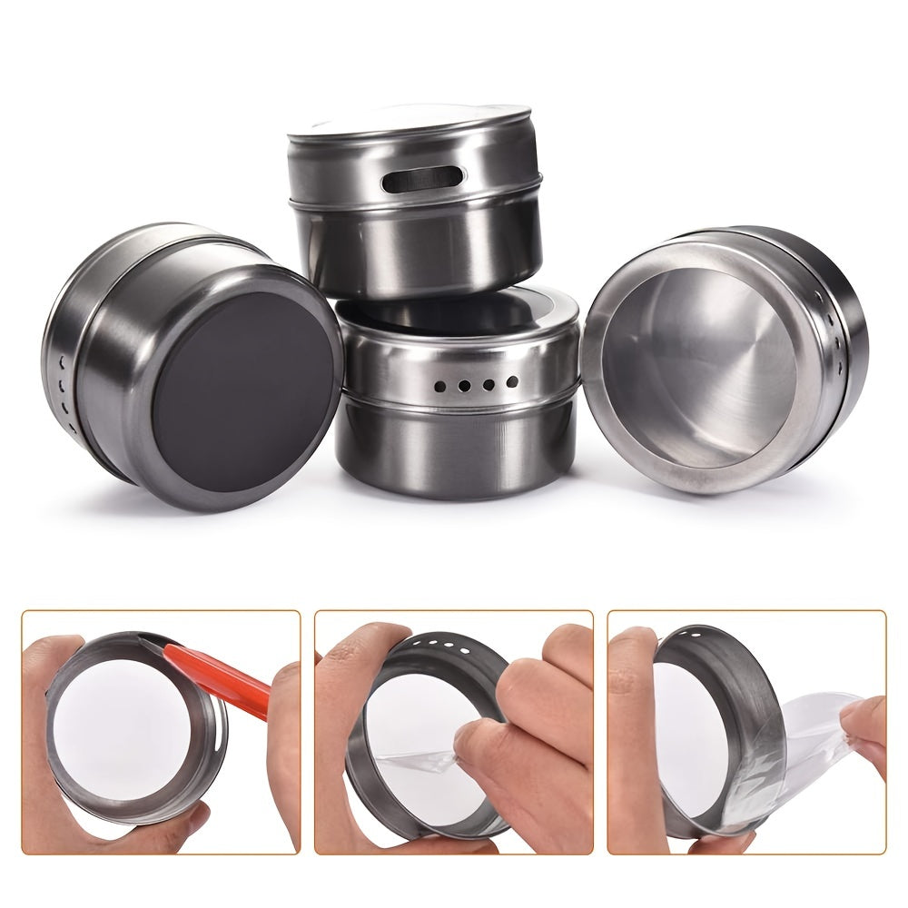 Magnetic Spice Tins Set Stainless Steel Spice Storage Container