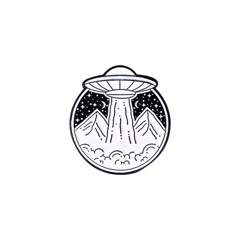 Outer Space Landscape Enamel Pins & Painting Bag Brooch Lapel Badge