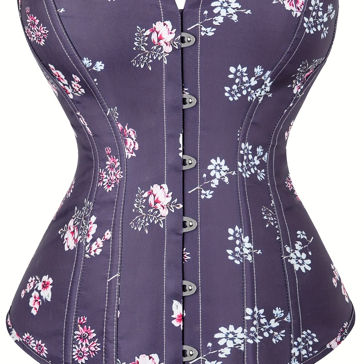 Floral Print Corset Tummy Control Lace Up Body Shaper Women's Lingerie