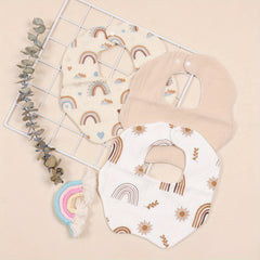 3pcs Muslin Crepe Cloth Baby Bibs 6 Layers With Snap Infinite Scarf Baby Bib
