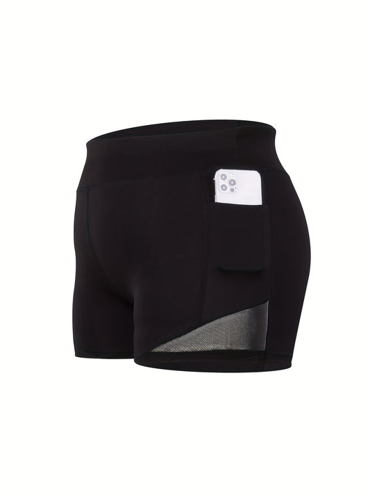  High Rise Skinny Stretch Shorts With Pockets