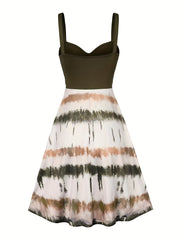 Tie Dye Criss Cross Dress Ruffle Sleeveless