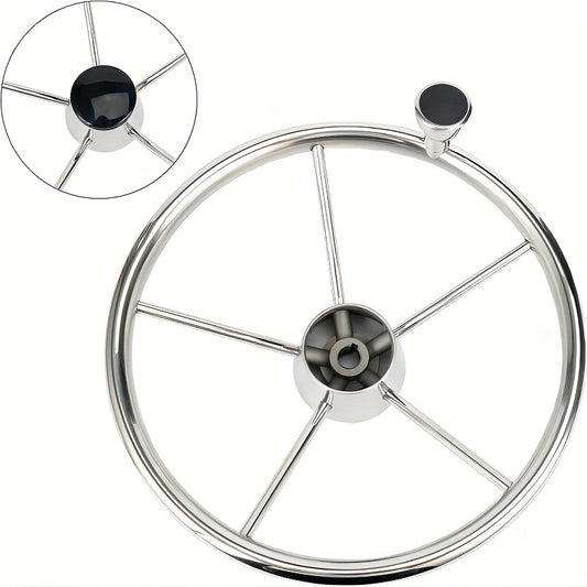 Stainless Steel 5 Spoke Steering Wheel with Knob - Boat Marine Accessories