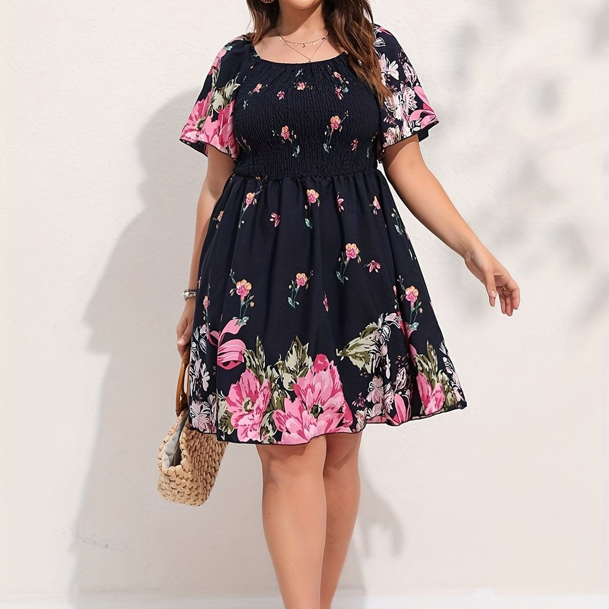  Boho Dress Women Floral Print Midi Dress