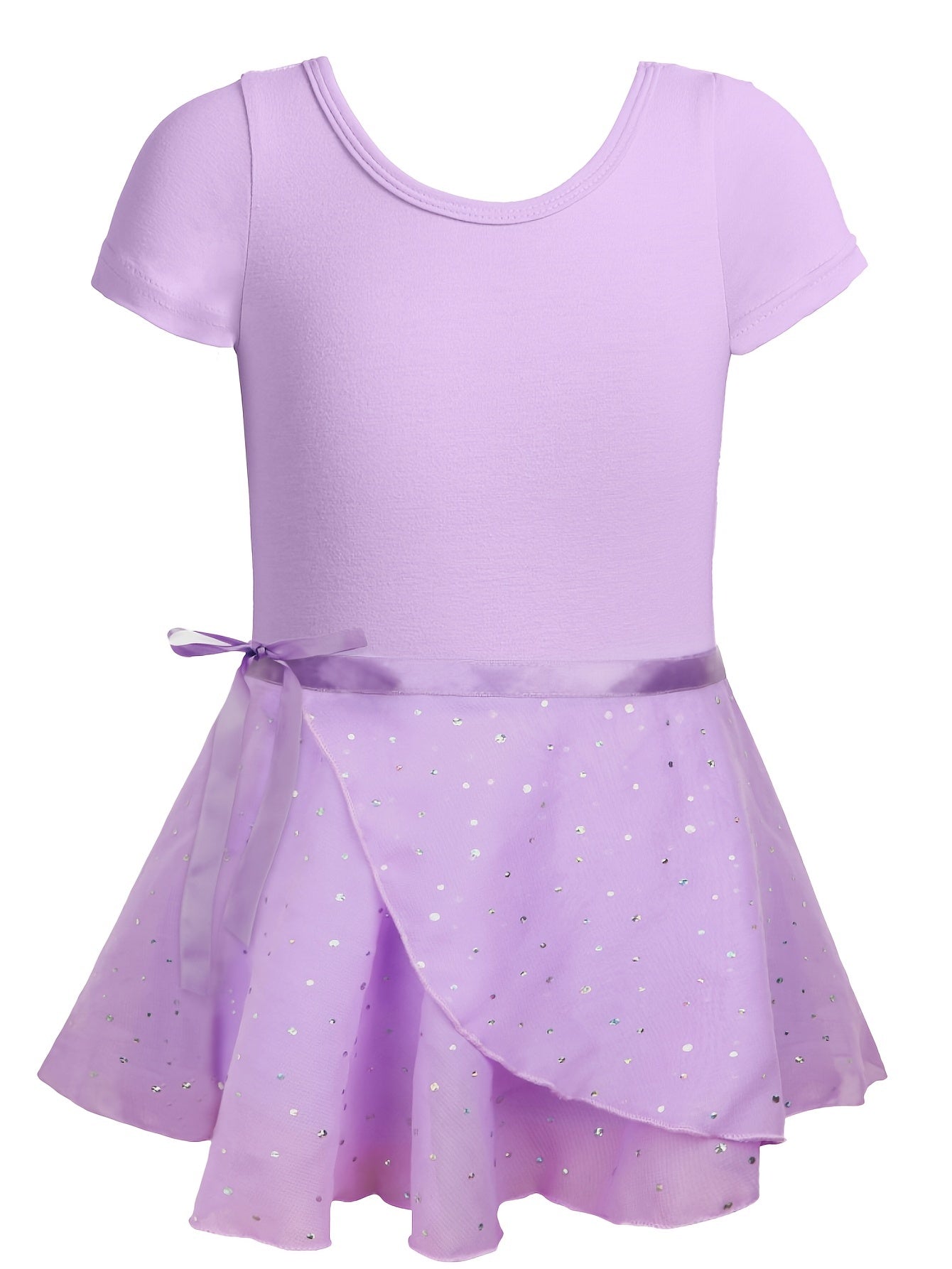 Girl's Ballet Leotards Sleeveless Dancing Suit With Sequin Exercise Skirt