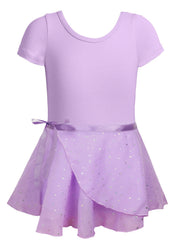 Girl's Ballet Leotards Sleeveless Dancing Suit With Sequin Exercise Skirt