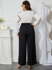  High Rise Wide Leg Trousers With Pockets