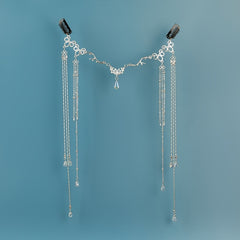 Women's Long Tassel Forehead Chain Alloy Headpiece Silver