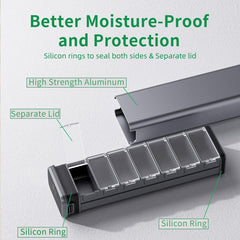 Kursoaya Steel Grey Metal Pill Organizer Large Capacity Travel Daily Pills