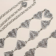 Hollow Out Waist Chain Carved Metal Waistband Dress Girdle for Women