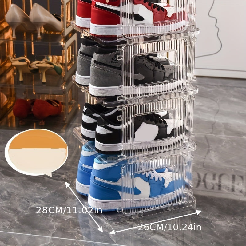 Foldable Plastic Shoe Rack Stackable Space Saving Organizer