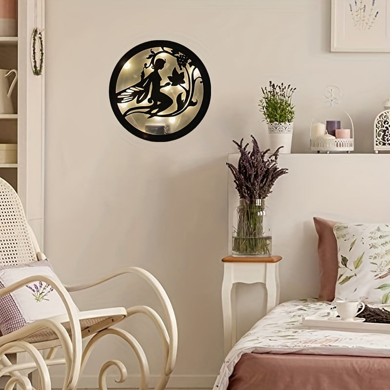 Kids Room LED Wall Clock Wooden Sign Hanging Decoration