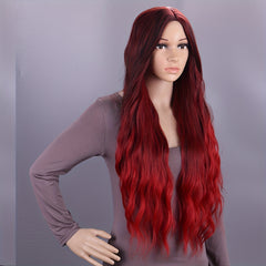 Long Burgundy Wavy Wig - Curly Hair Synthetic Heat Resistant Fiber