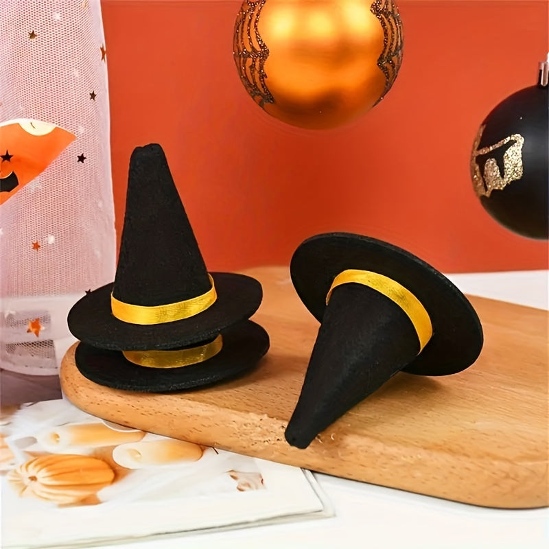 5pcs Halloween Mini Felt Witch Hats Family Yard Party Bar Wine Bottle Decoration