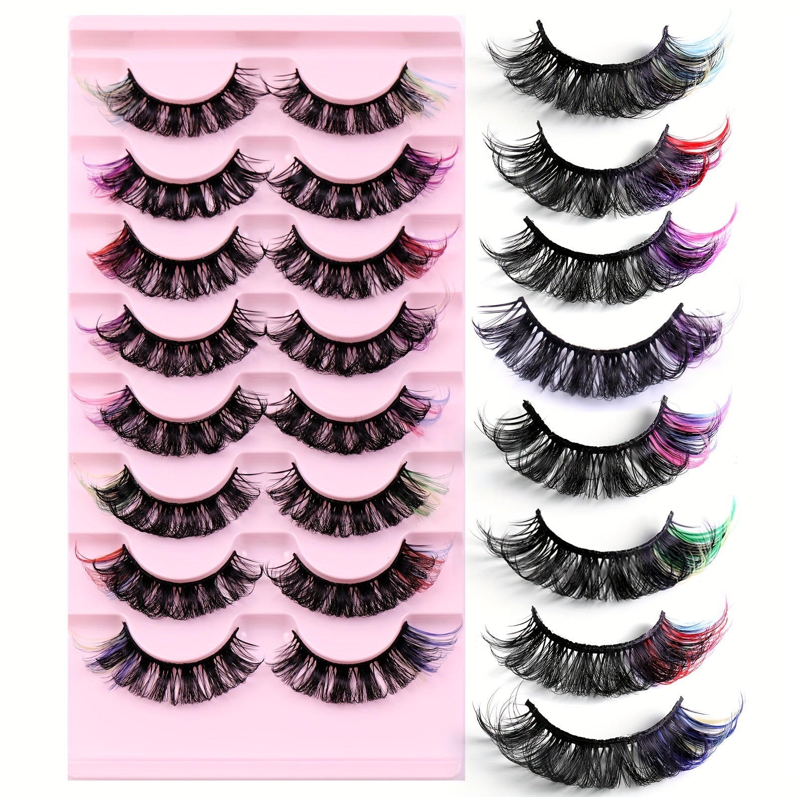 Colored False Eyelashes D Curl Mink Lashes Natural Look Fluffy Eyelashes