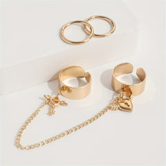 Tassel Ring Lock And Key Pendants Linked Chain Party Accessory