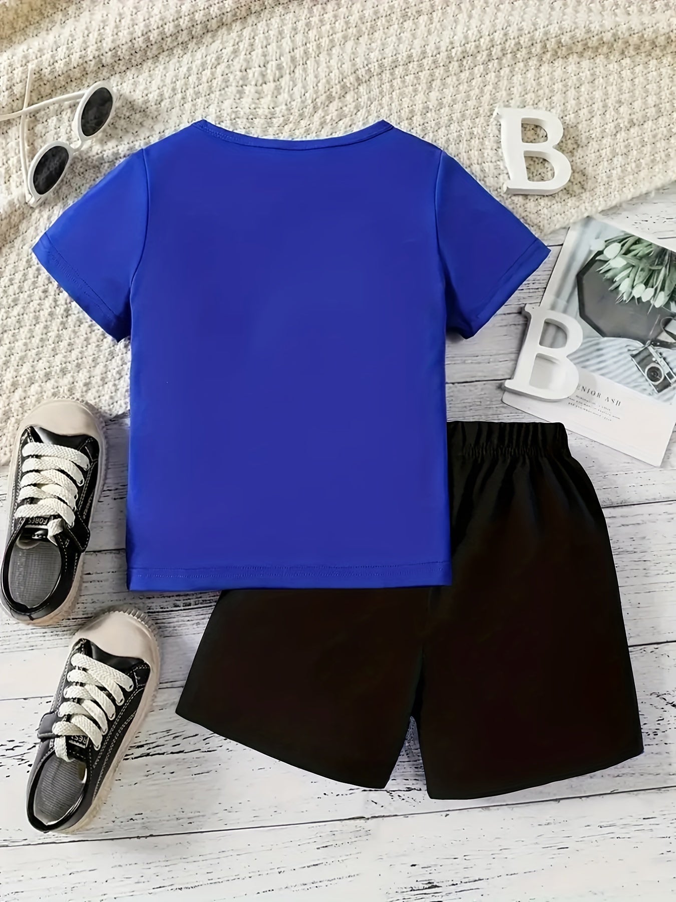 Boy's Happy Skull Print 2pcs Set: T-shirt & Shorts