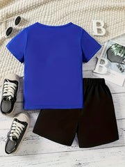 Boy's Happy Skull Print 2pcs Set: T-shirt & Shorts